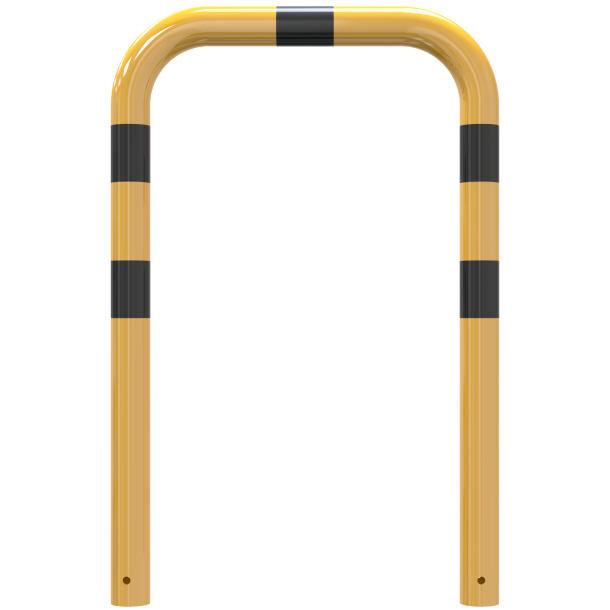 Anti-nudge hoop | steel tube  76 mm | yellow / black | total width: 750 mm | height above ground: 650 mm | for casting in concrete